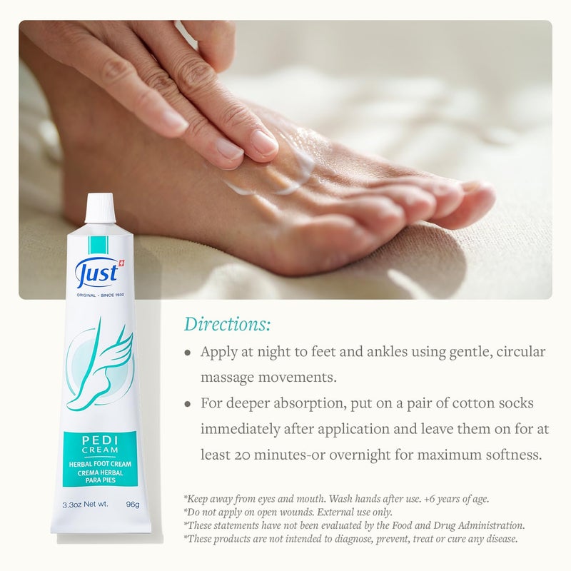 SwissJust Swiss Just Pedicream Foot Cream 3.4 Fl oz- Nourishing Foot Care Kit with a High Concentration of Almond Oil for Skin - Soothing and Moisturizing Natural and Herbal Formula for Dry and Cracked Feet - Image 5